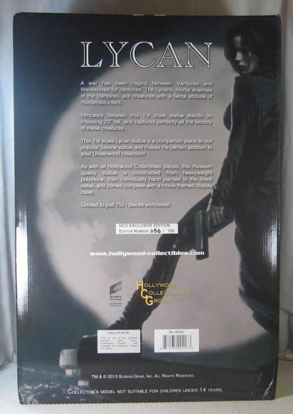 Underworld Lycan 1/4 Exclusive Statue 056/150 HCG Hollywood Collectibles SEALED - Image 6