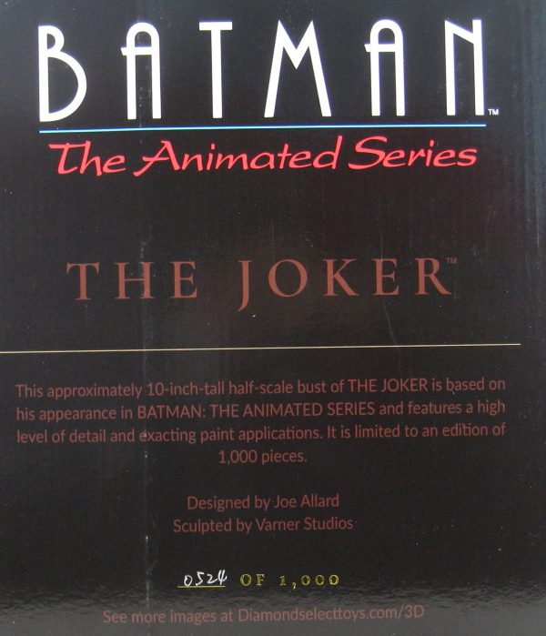 Batman Animated Series Legends in 3D Joker 1/2 Bust 524/1000 Diamond Select NEW - Image 5